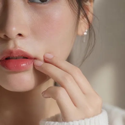 Korean girlfriend macro portrait lips