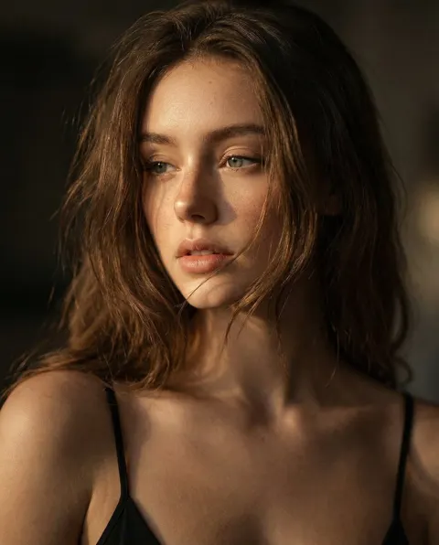 Cinematic lighting gentle girl closeup