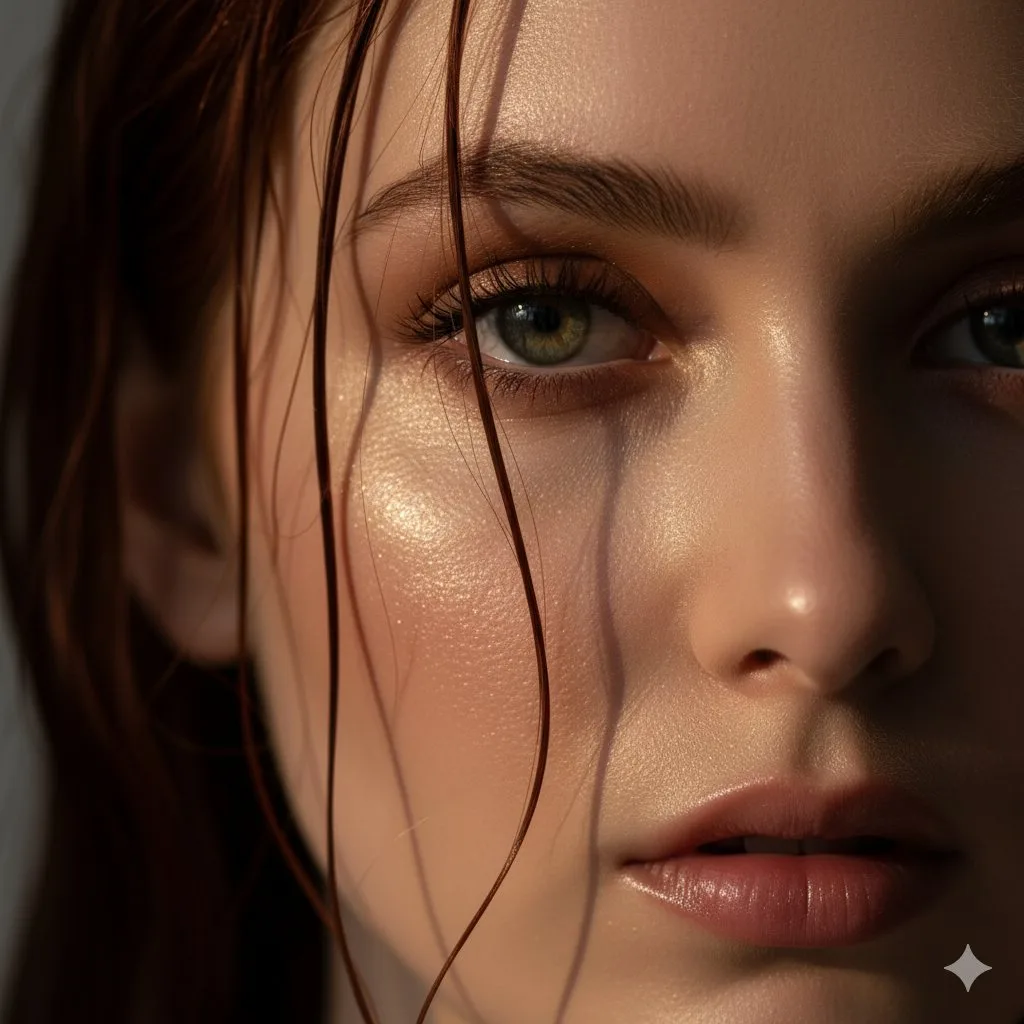 Extreme close up wet hair portrait — After