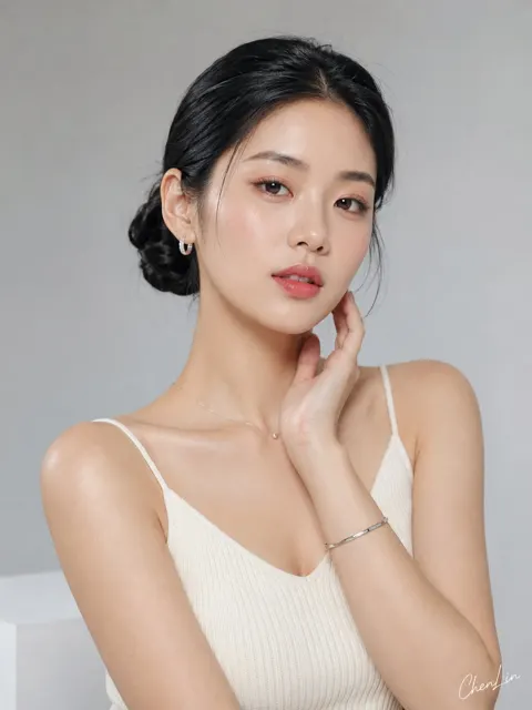 Korean beauty minimalist rose glow makeup ad
