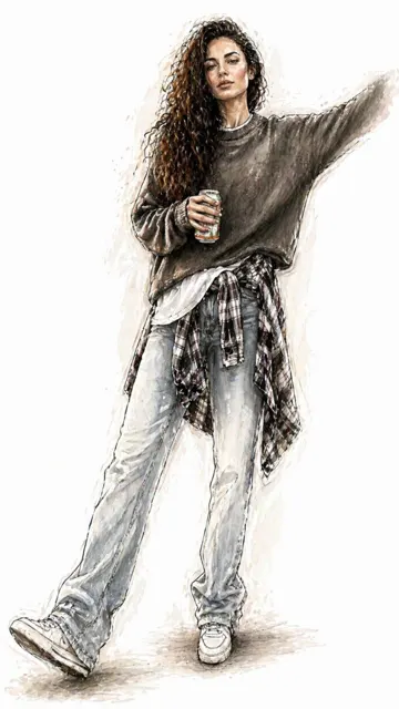 Photo to watercolor fashion runway sketch