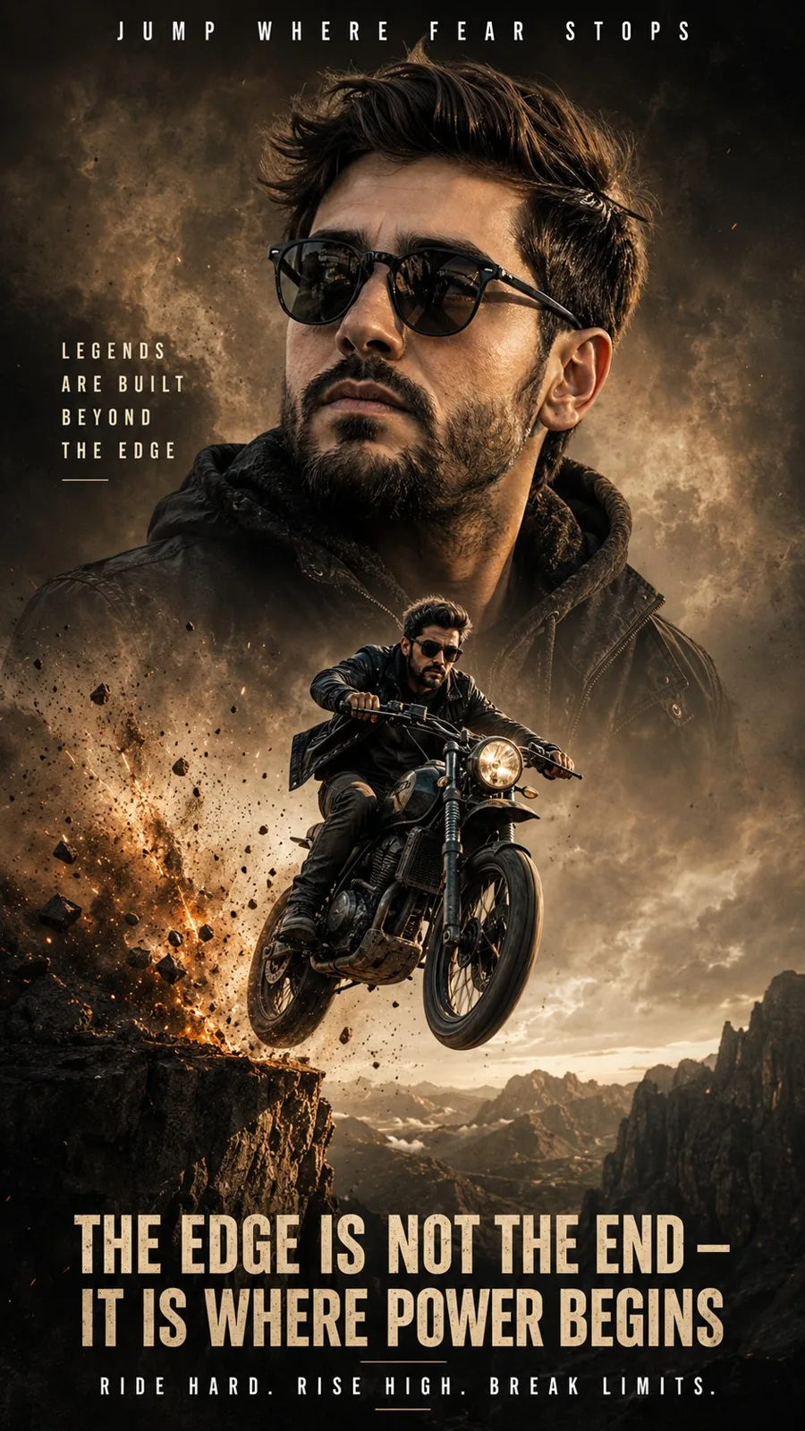 Ultra realistic motivational action motorcycle poster — Sonra