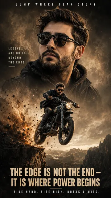 Ultra realistic motivational action motorcycle poster