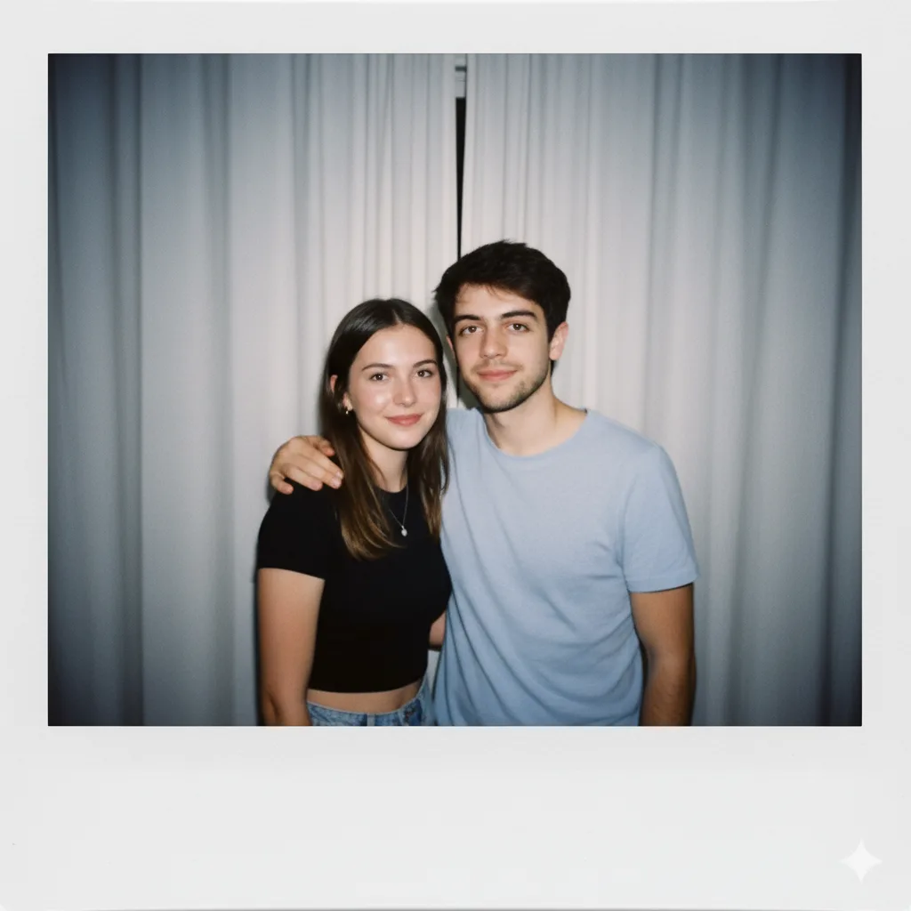 Polaroid Style Candid Photo with White Curtain Background — Sonra