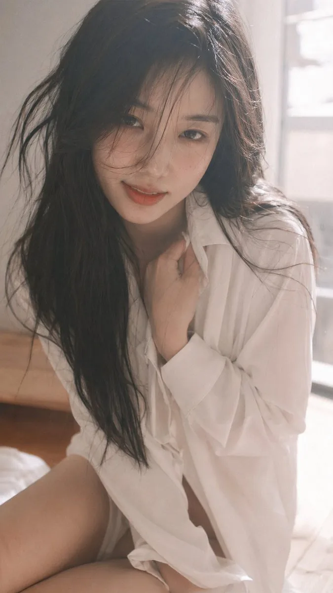 Korean girlfriend shirt closeup — After