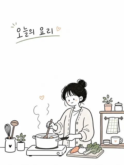 Korean minimal doodle editorial illustration