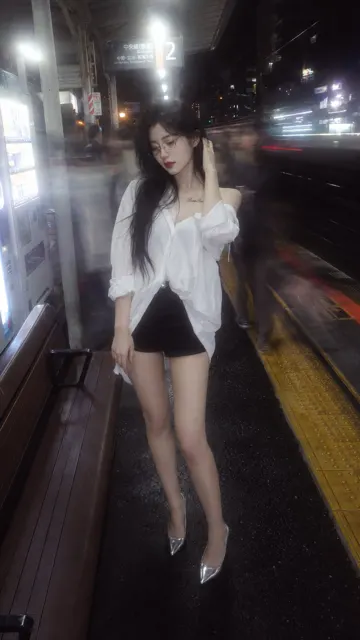 Japanese idol style late night station portrait