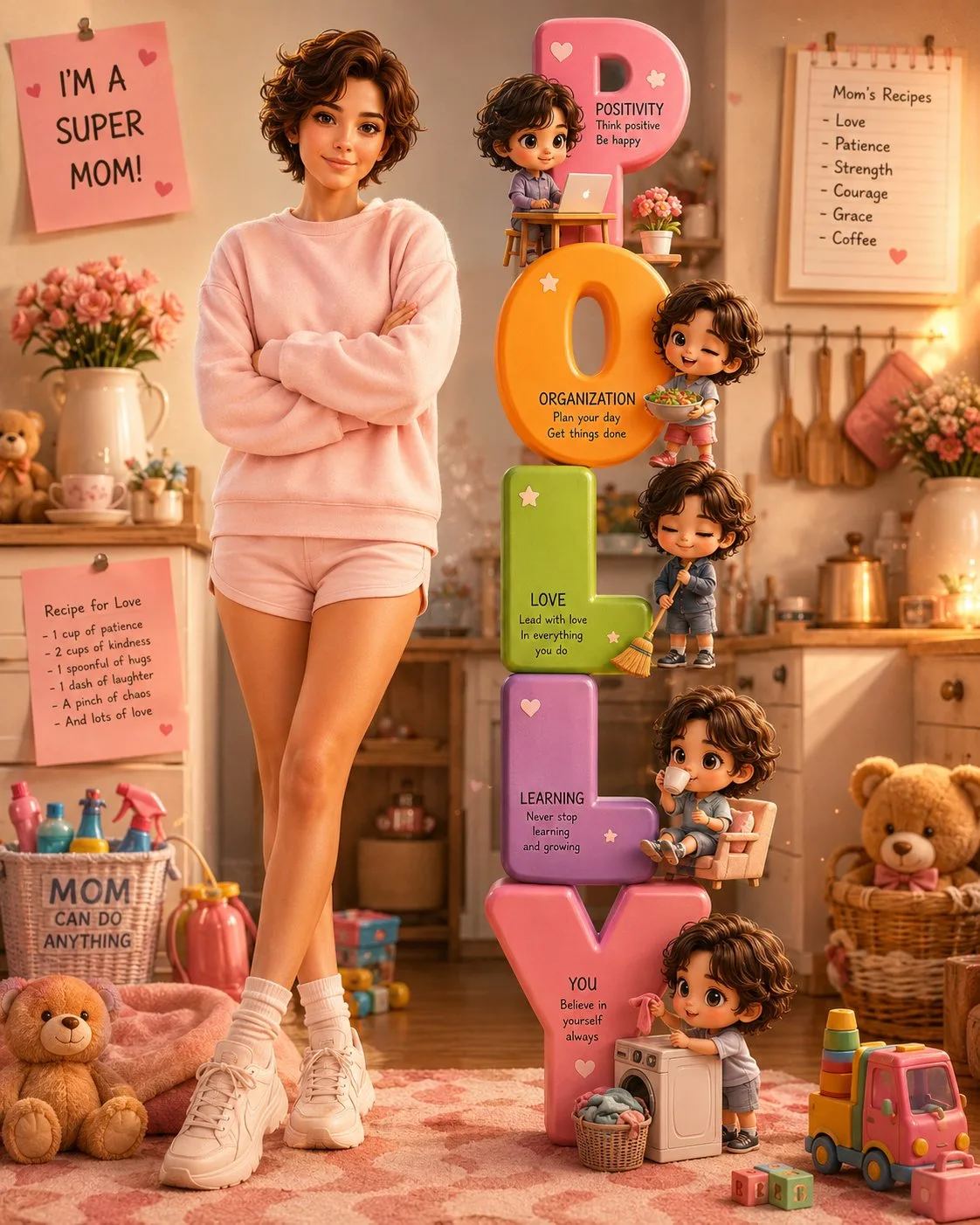 Mothers day polly portrait 3d chibi scene — Sonra