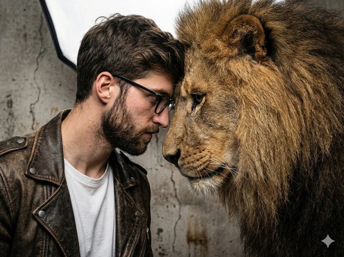 Gritty man lion portrait — Sonra