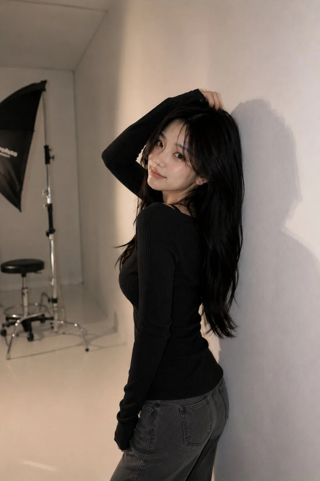 Ultra realistic korean fashion studio portrait — Sonra