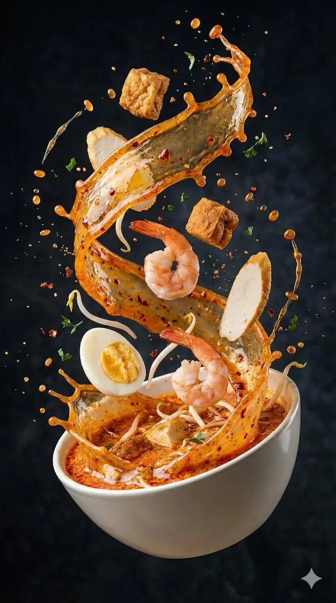 Asian soup ingredient splash — Sonra