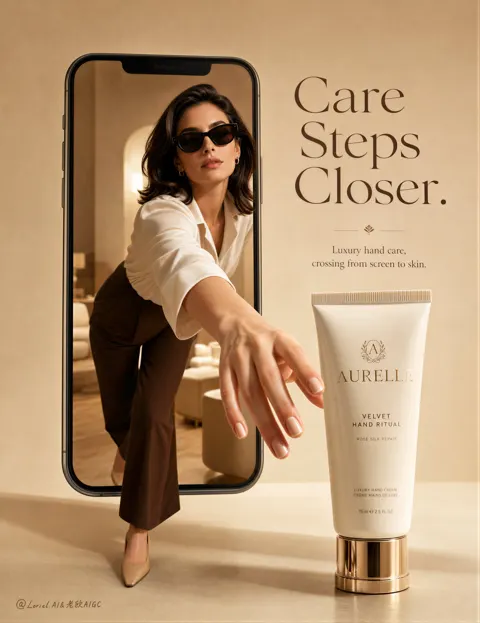 Aurelle luxury skincare advertising poster campaign