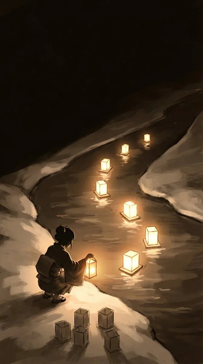 S curve lighting snowy lantern — After