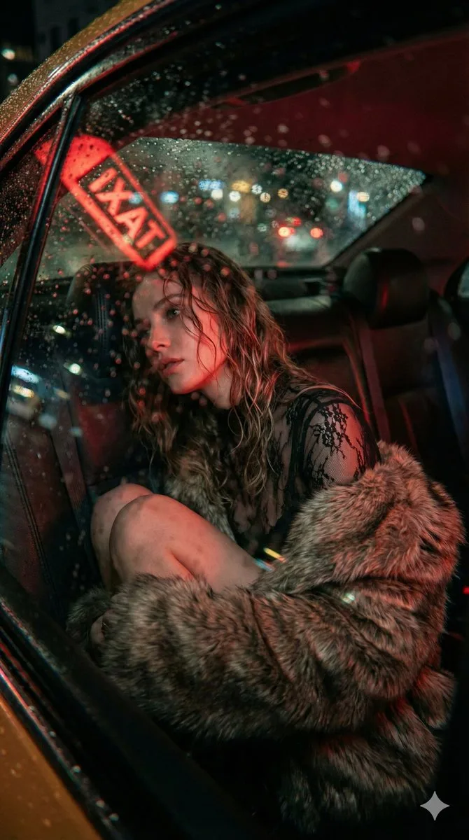Misty rainy taxi red phantom — Sonra