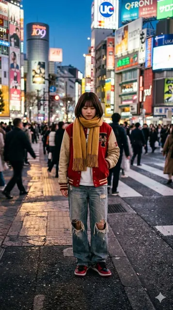 Shibuya blue hour melancholy girl