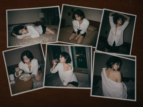 Japanese style candid shots of woman in hotel