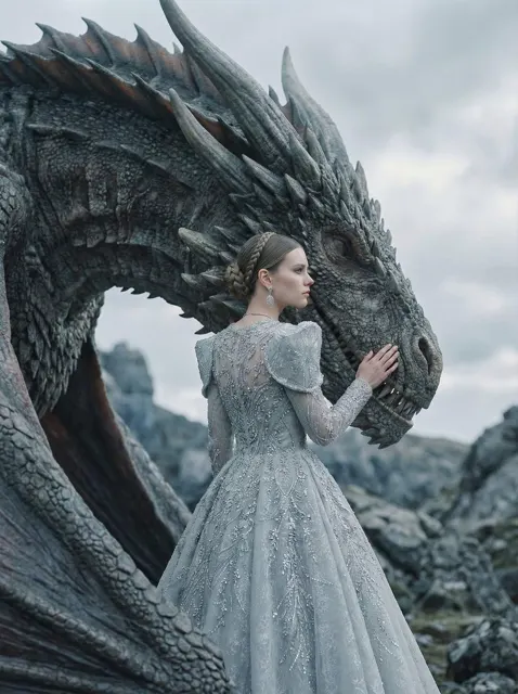 Ice gray couture dragon queen intimacy