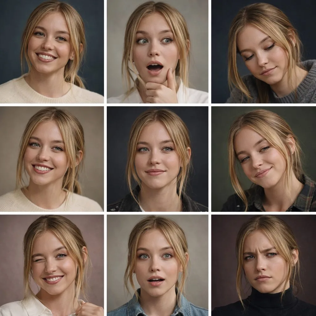 Nine grid girl portraits — After