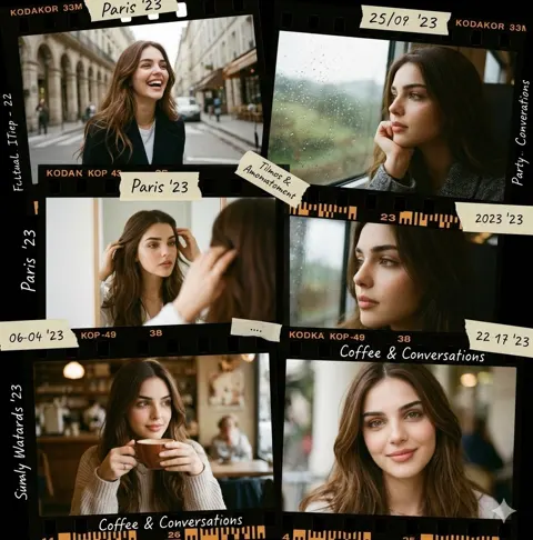 Cinematic film strip collage memory timeline