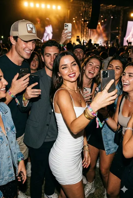 Music festival white dress selfie