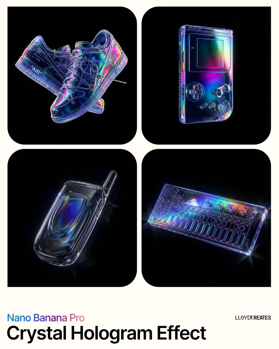 Obsidian holographic product photography — Sonra