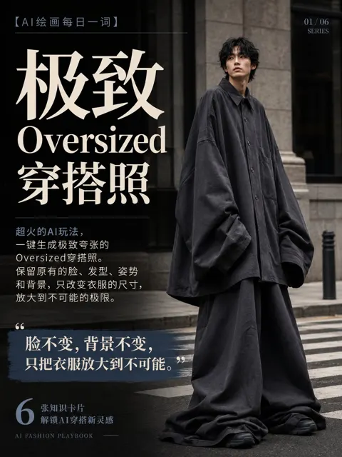 Extreme oversized fashion outfit transformation