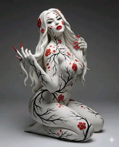 Surreal porcelain cherry blossom sculpture