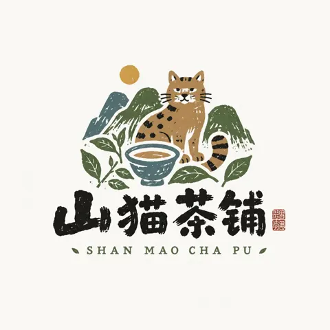 Naive folk art chinese brand logo design