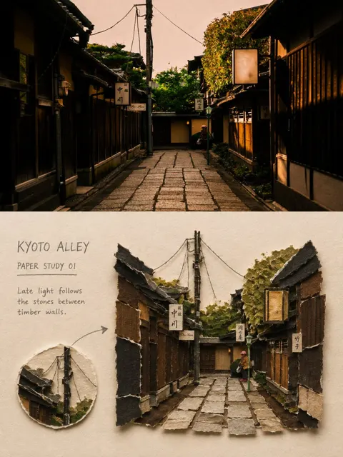 Advanced torn paper art street photography poster