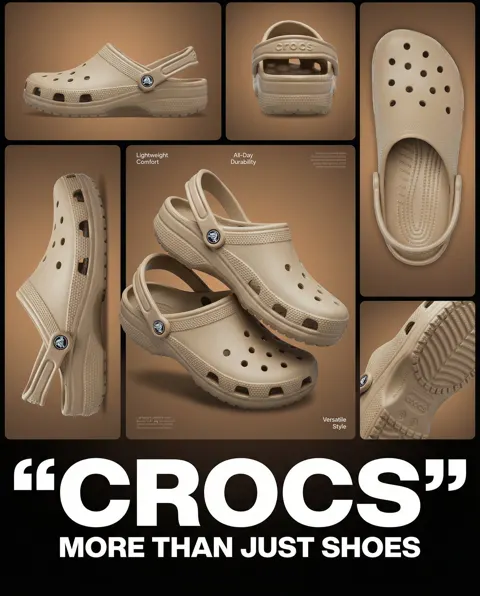 Beige crocs multi angle poster