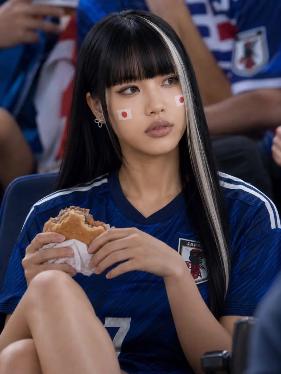 Ultra realistic japanese soccer fan stadium portrait — After