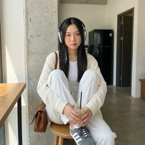 Cozy afternoon with headphones