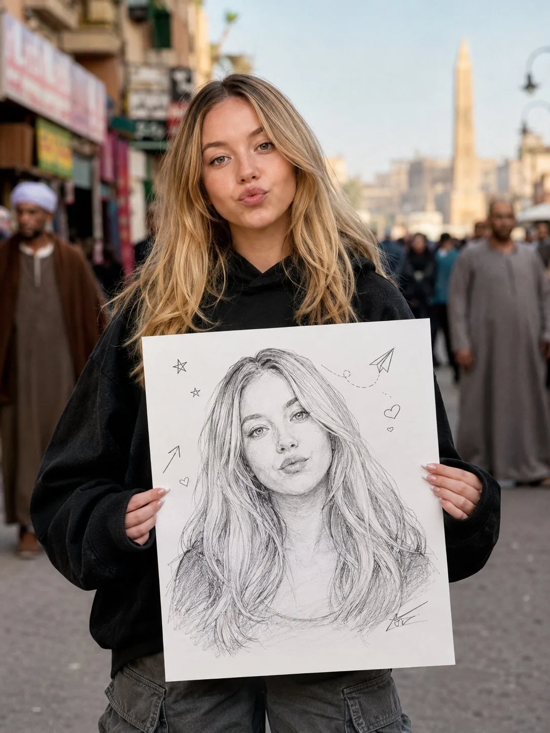Creative street portrait with sketch poster — After