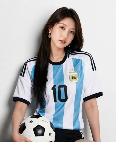 Ultra realistic argentina fan sports portrait