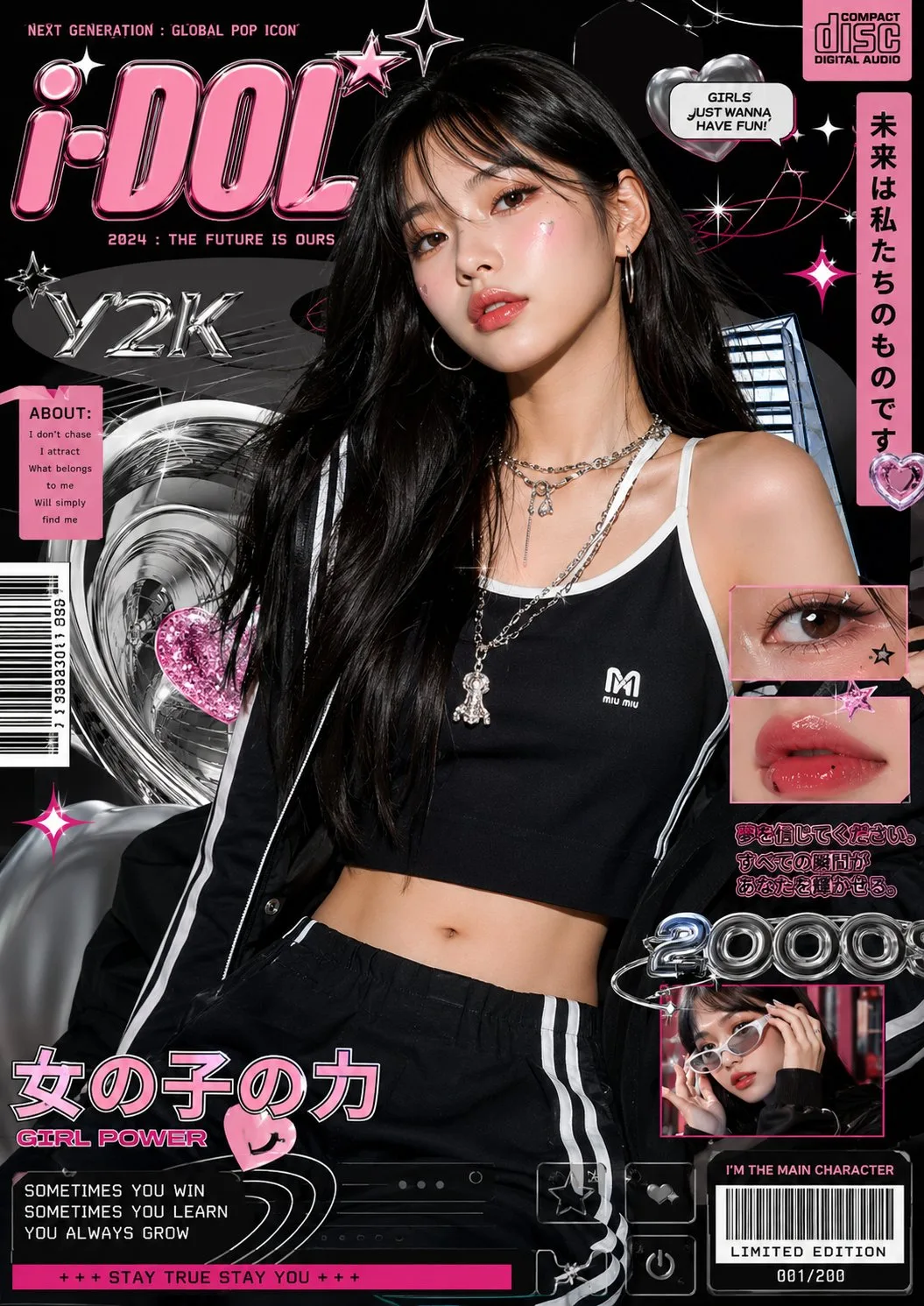 Y2k luxury fashion editorial poster asian woman — Sonra