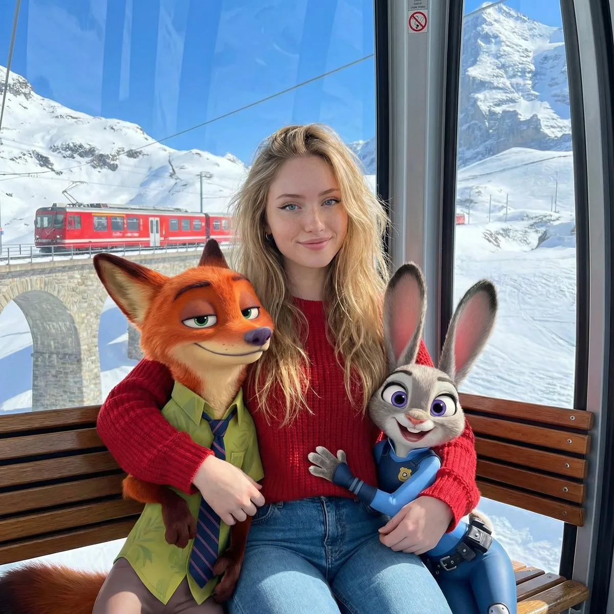 Alps cable car zootopia hug — Sonra