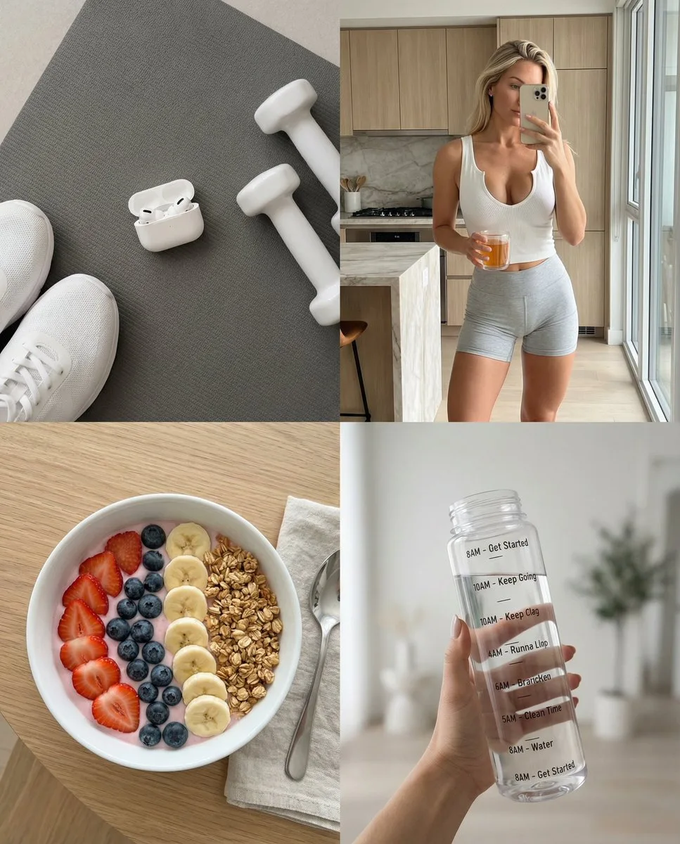 Minimalist gray fitness collage — Sonra