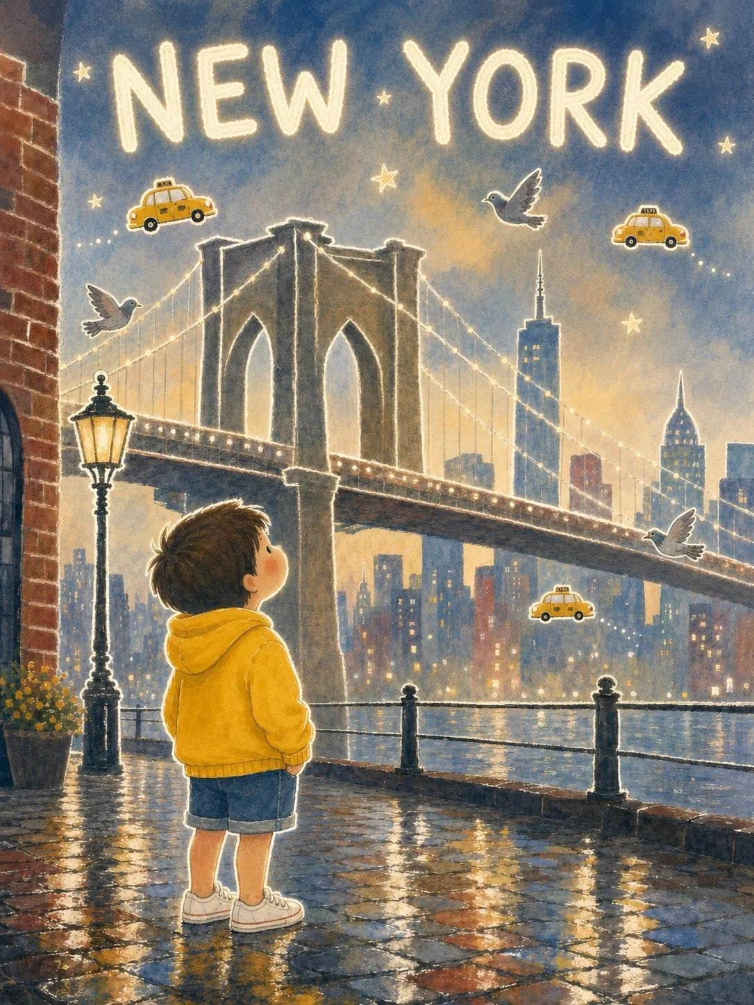 Minimalist children drawing new york poster — Sonra