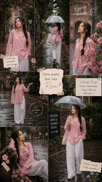 Pinterest style rainy season college moodboard