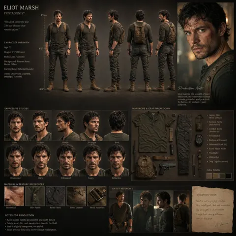 Cinematic realistic character design board film production