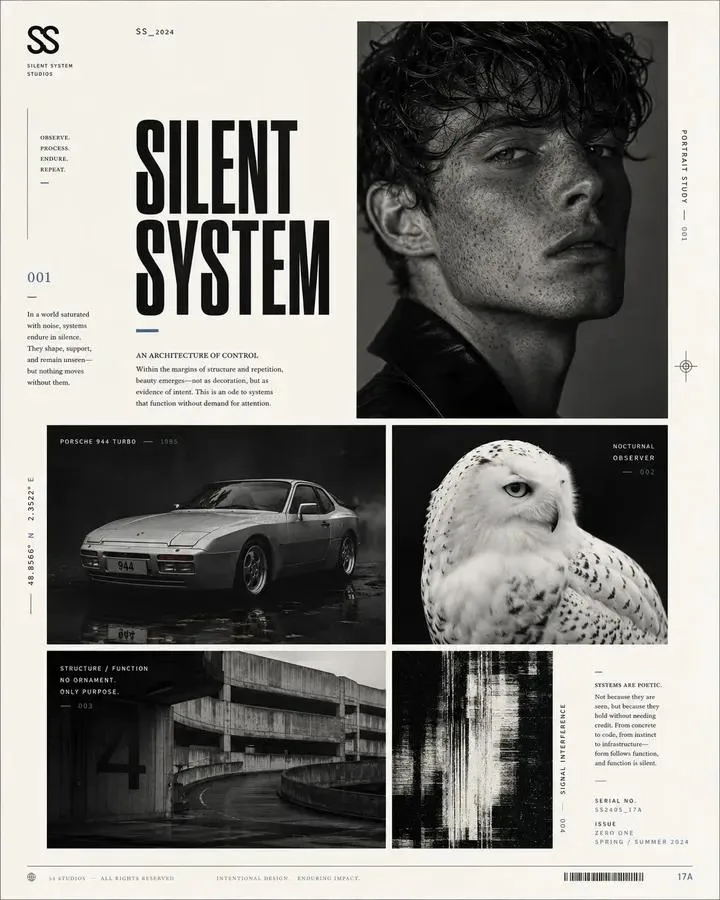 Avant garde graphic design poster layout — Sonra