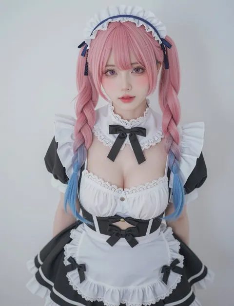 Pink twin tails maid girl