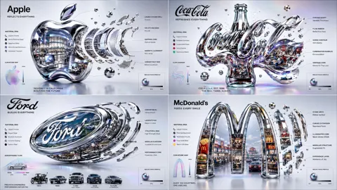 Liquid chrome dna brand poster concept