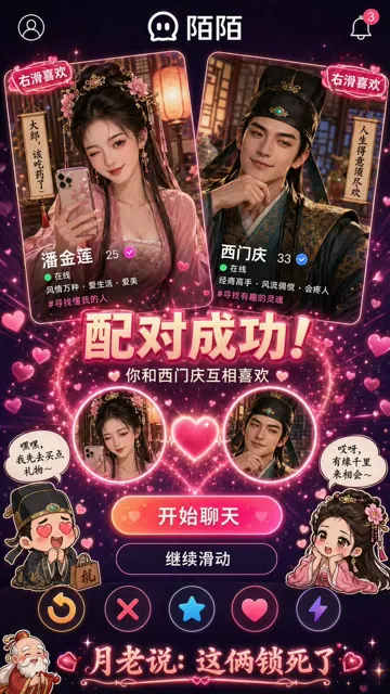 Momo swipe right match pan jinlian ximen qing
