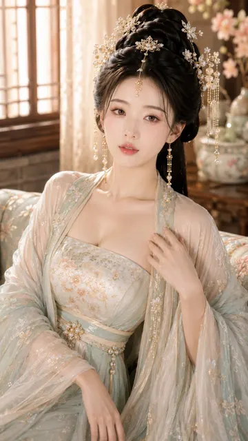 Ancient style noble lady hydrated glow portrait