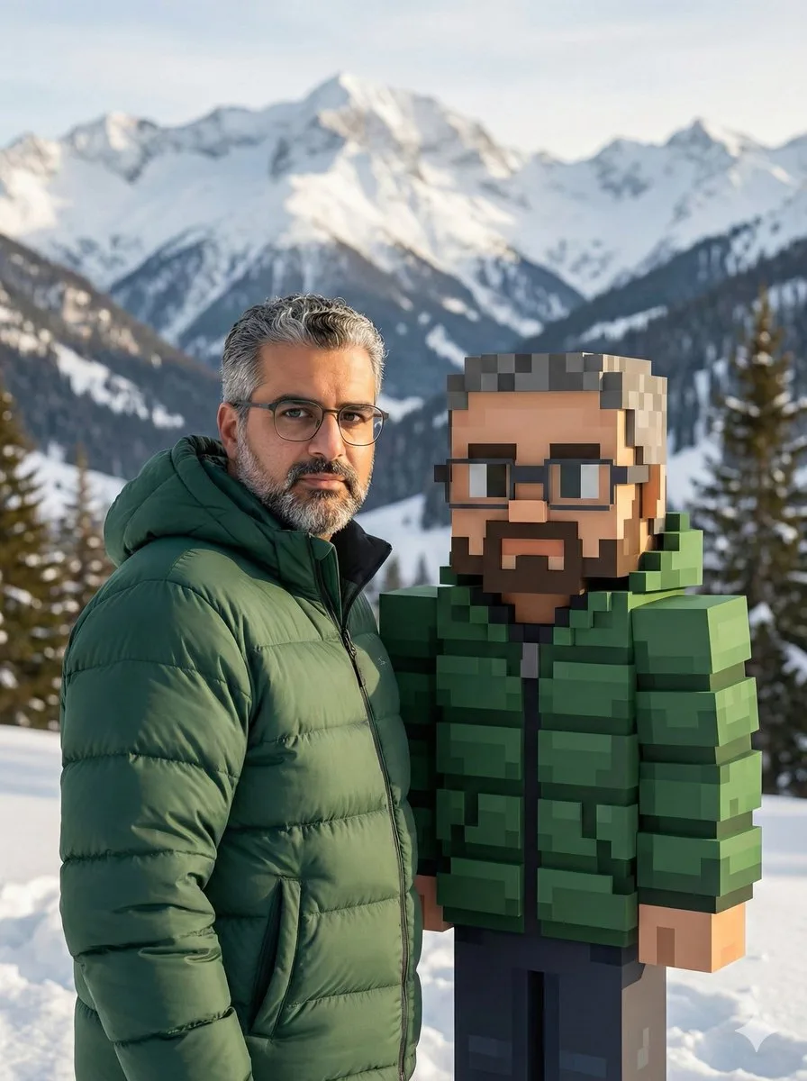 Real vs voxel snow mountain — Sonra