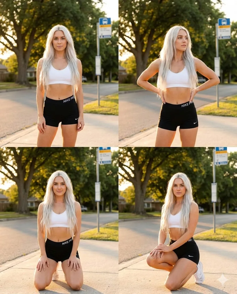 Golden hour blonde sports street snap — Sonra