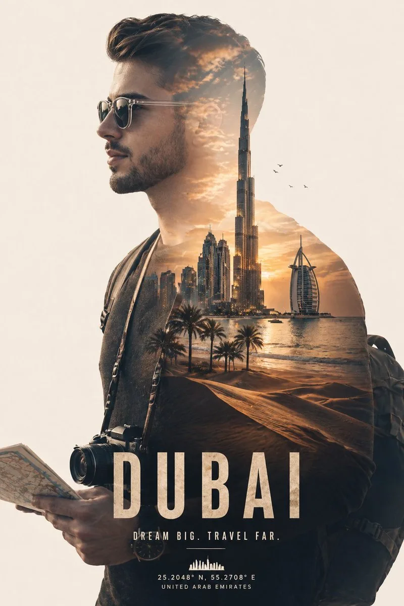 Cinematic male travel poster — After