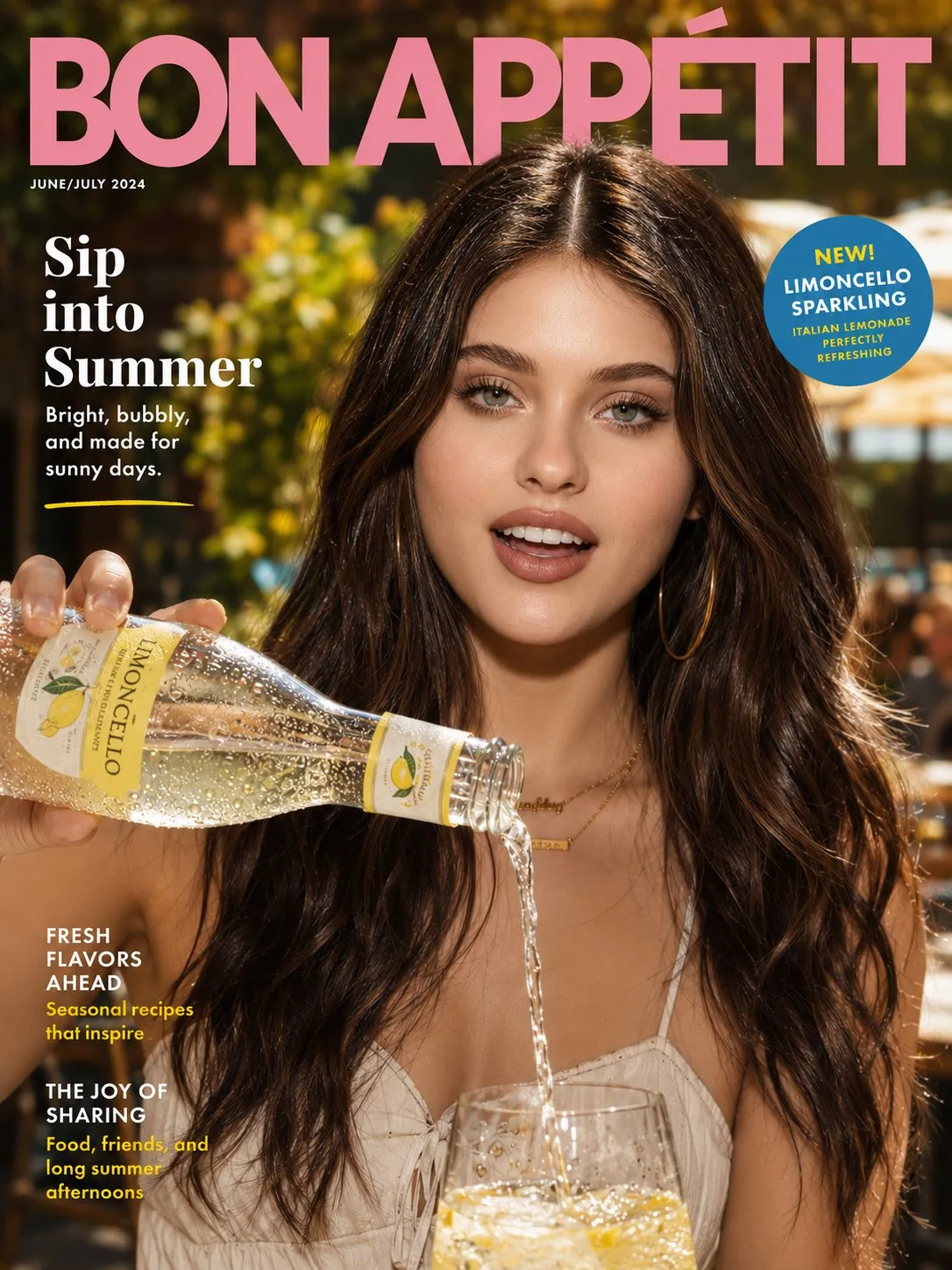 Korean woman vibrant beverage magazine cover — Sonra