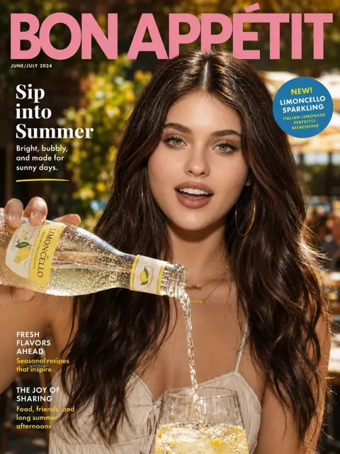 Korean woman vibrant beverage magazine cover